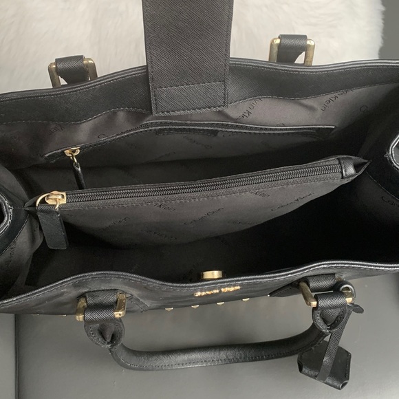 NWOT Calvin Klein Gold Studded Leather Tote - Picture 11 of 13